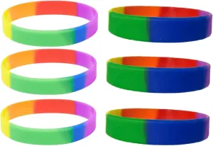 KZL Rainbow Pride Rubber Bracelets Set Love Heart Silicone Wristband Link Chain Sports Wristlet for Women Men Pride Month Parade Jewelry Gifts