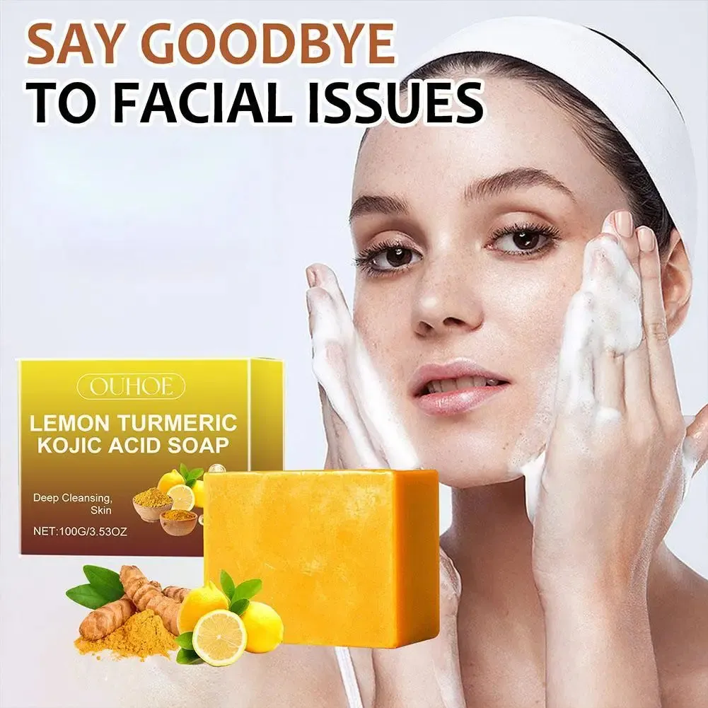 Lemon Turmeric Kojic Acid Soap - Handmade, Exfoliating, Brightening, 100g