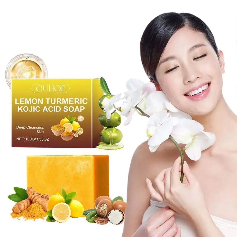 Lemon Turmeric Kojic Acid Soap - Handmade, Exfoliating, Brightening, 100g