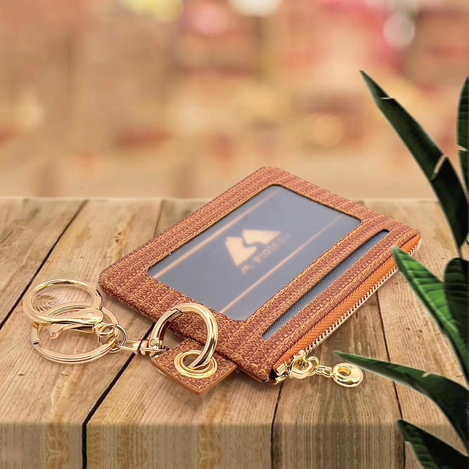 M-Plateau Wristlet Keychain With Wallet,Includ Beads Bracelets And Leather Credit Card Holder For Go Out Travel Essentials