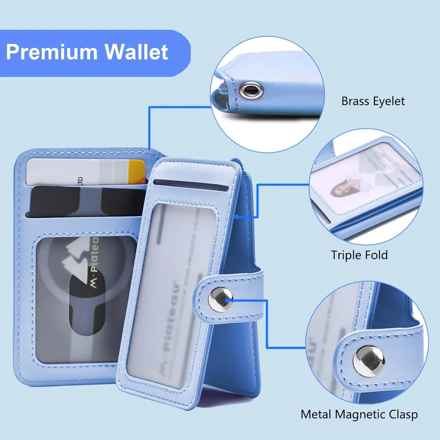 M-Plateau Wristlet Keychain With Wallet,Includ Beads Bracelets And Leather Credit Card Holder For Go Out Travel Essentials