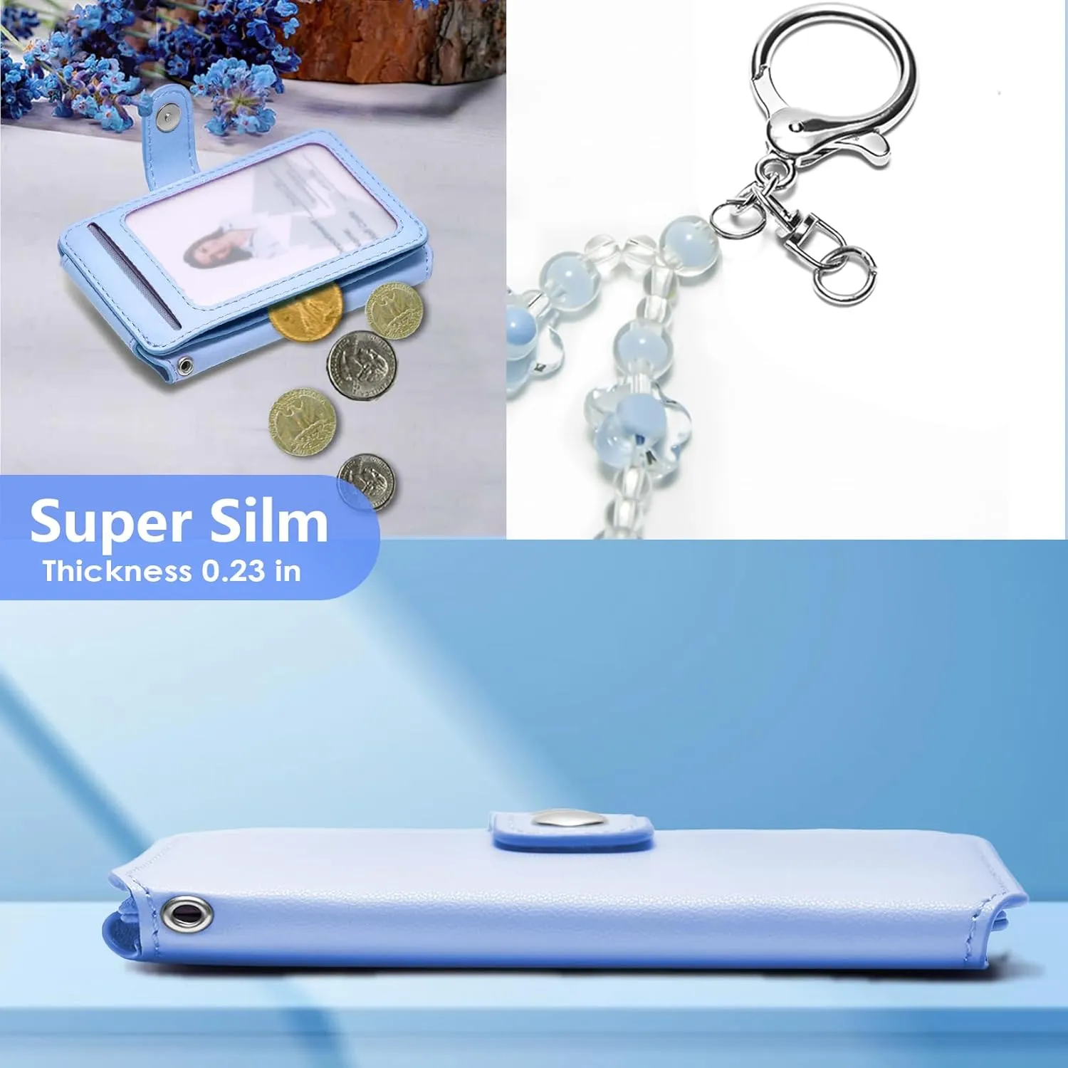 M-Plateau Wristlet Keychain With Wallet,Includ Beads Bracelets And Leather Credit Card Holder For Go Out Travel Essentials