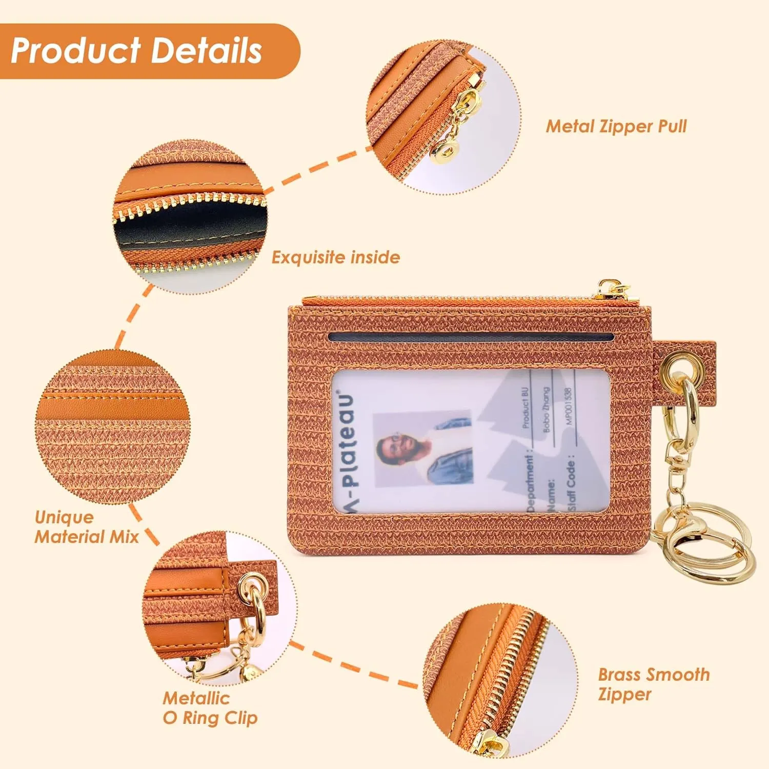 M-Plateau Wristlet Keychain With Wallet,Includ Beads Bracelets And Leather Credit Card Holder For Go Out Travel Essentials