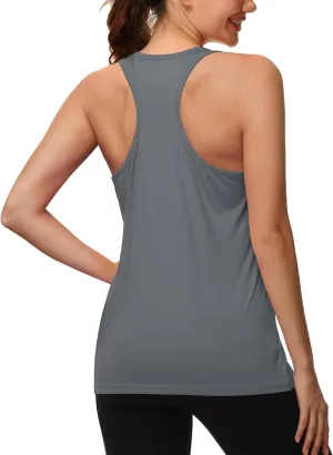 MAGCOMSEN Women's Sleeveless Workout Tank Tops UPF 80  Racerback Shirts Quick Dry UV Protection Athletic Gym Summer Tops