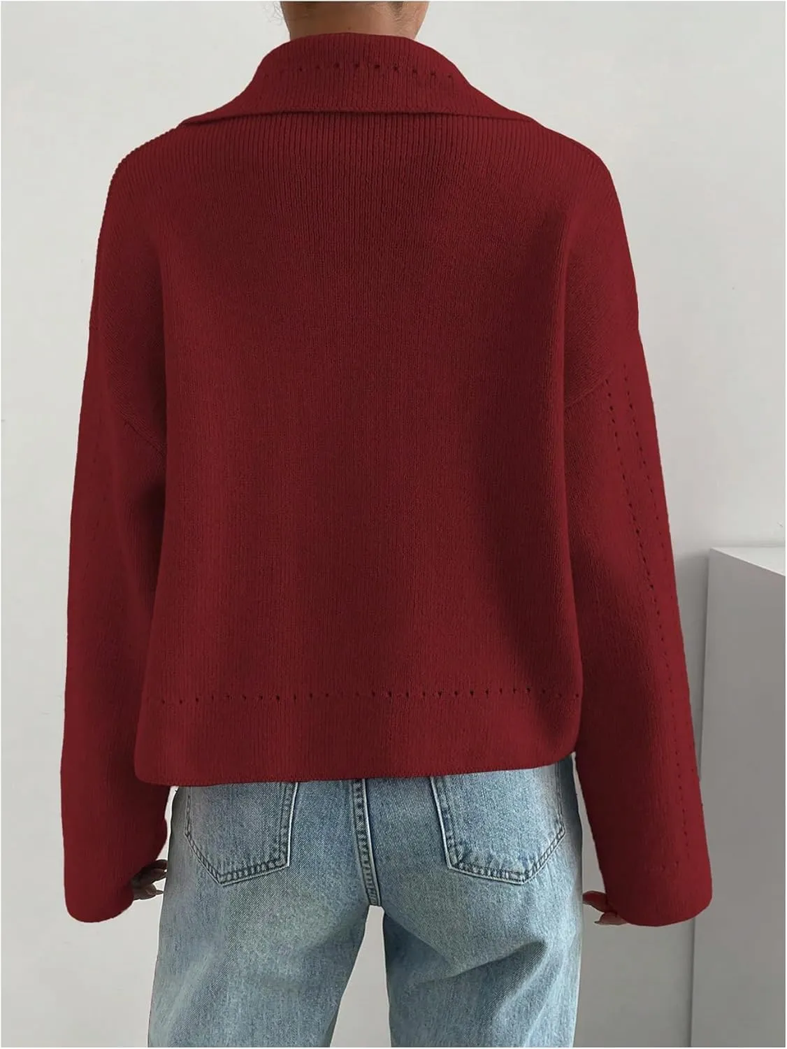 MakeMeChic Women's Long Sleeve Button Down Cardigan Sweater Collared Drop Shoulder Sweaters