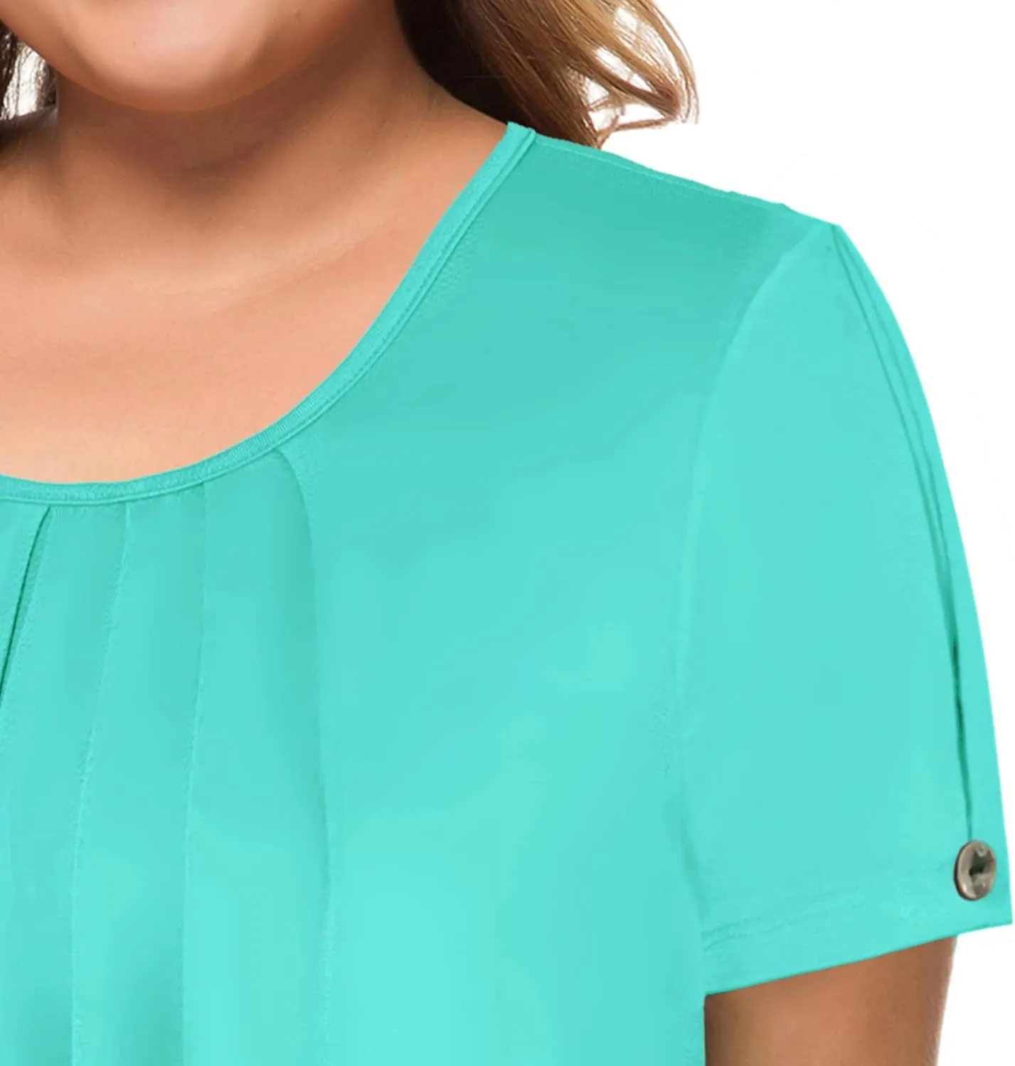 MANER Women's Plus Size Tops Short Sleeve Flowy Shirts Casual Blouses Tunic Tops L-4XL
