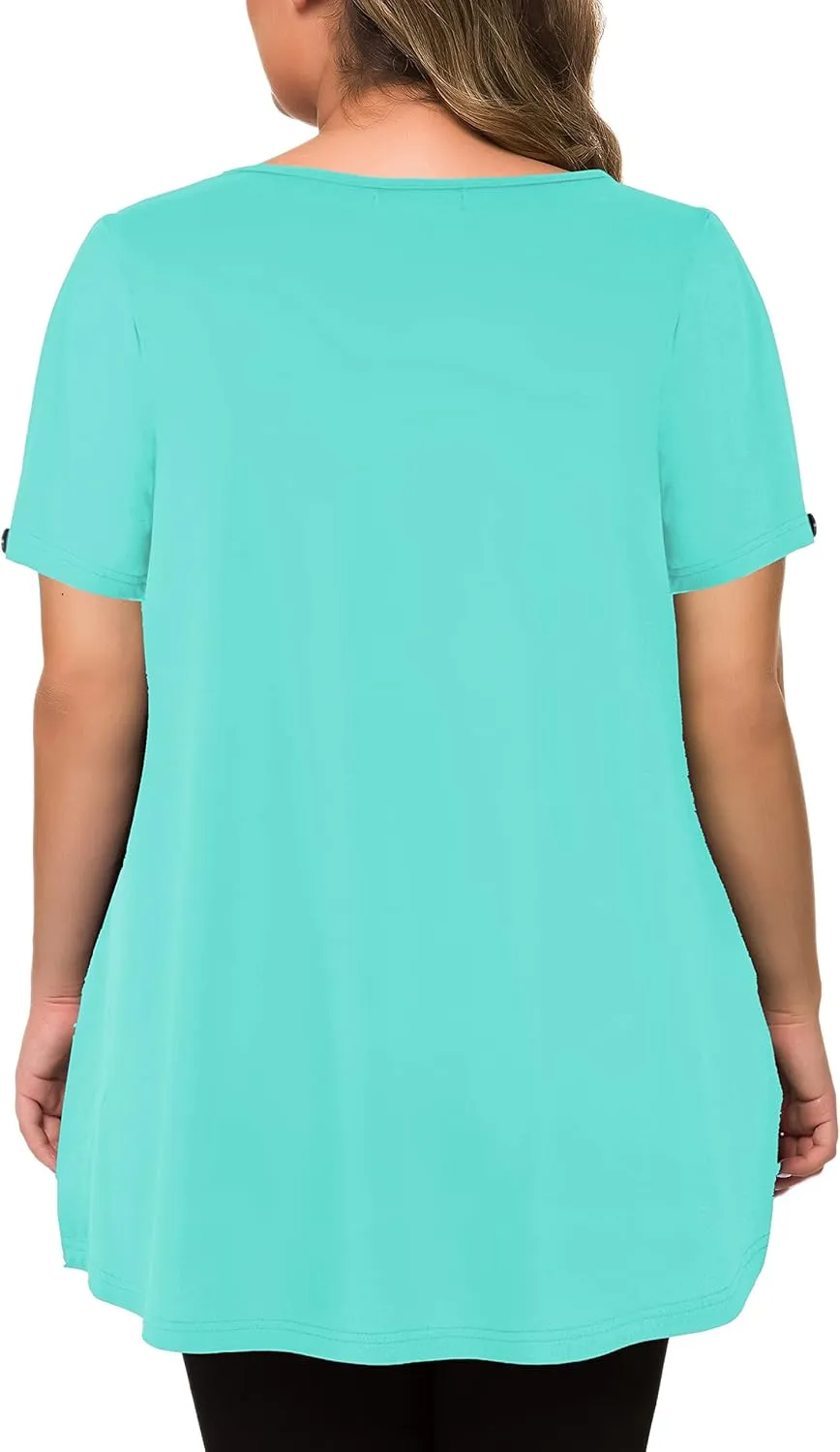 MANER Women's Plus Size Tops Short Sleeve Flowy Shirts Casual Blouses Tunic Tops L-4XL