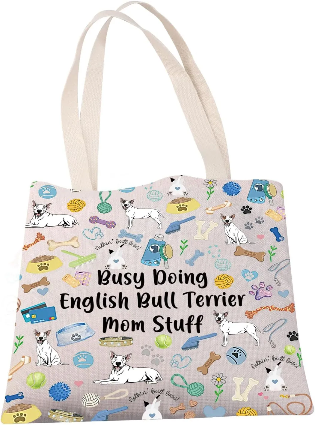 MBMSO Bull Terrier Mom Tote Bag English Bull Terrier Lovers Gift Busy Doing English Bull Terrier Mom Stuff Bag Dog Daily Gift