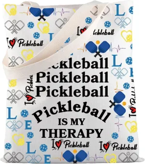 MBMSO Pickleball Tote Bag Pickleball is My Therapy Gifts for Pickleball Lover Pickleball Player Gifts Pickleball Shopping Bag