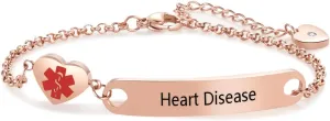 Medical ID Bracelets for Women Men Emergency First Aid Bracelets Adjustable Stainless Steel Identification Wristlets