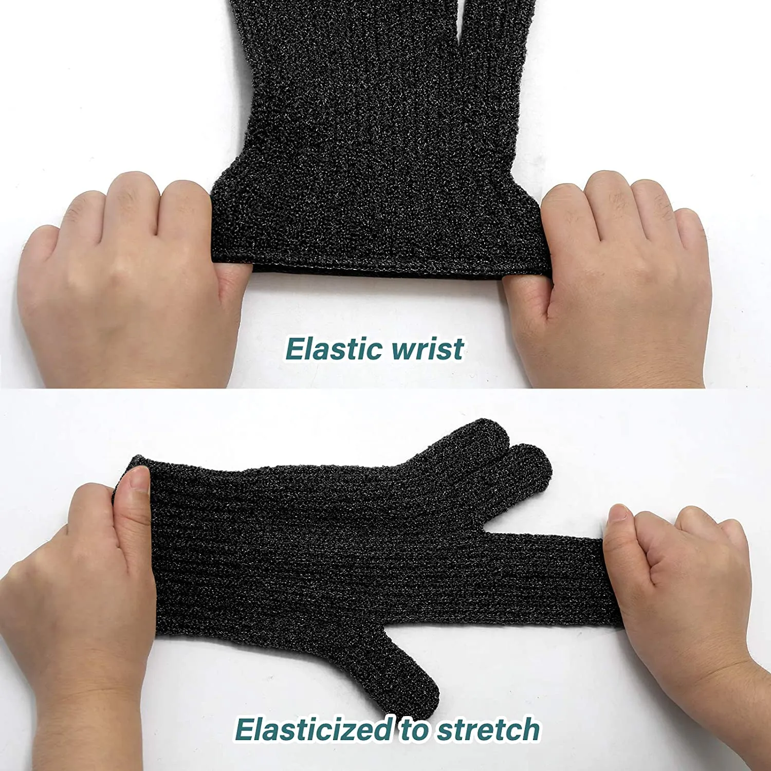 MIG4U Shower Exfoliating Scrub Gloves Medium to Heavy Bathing Gloves Body Wash Dead Skin Removal Deep Cleansing Sponge Loofah for Women and Men 1 Pair Light Green