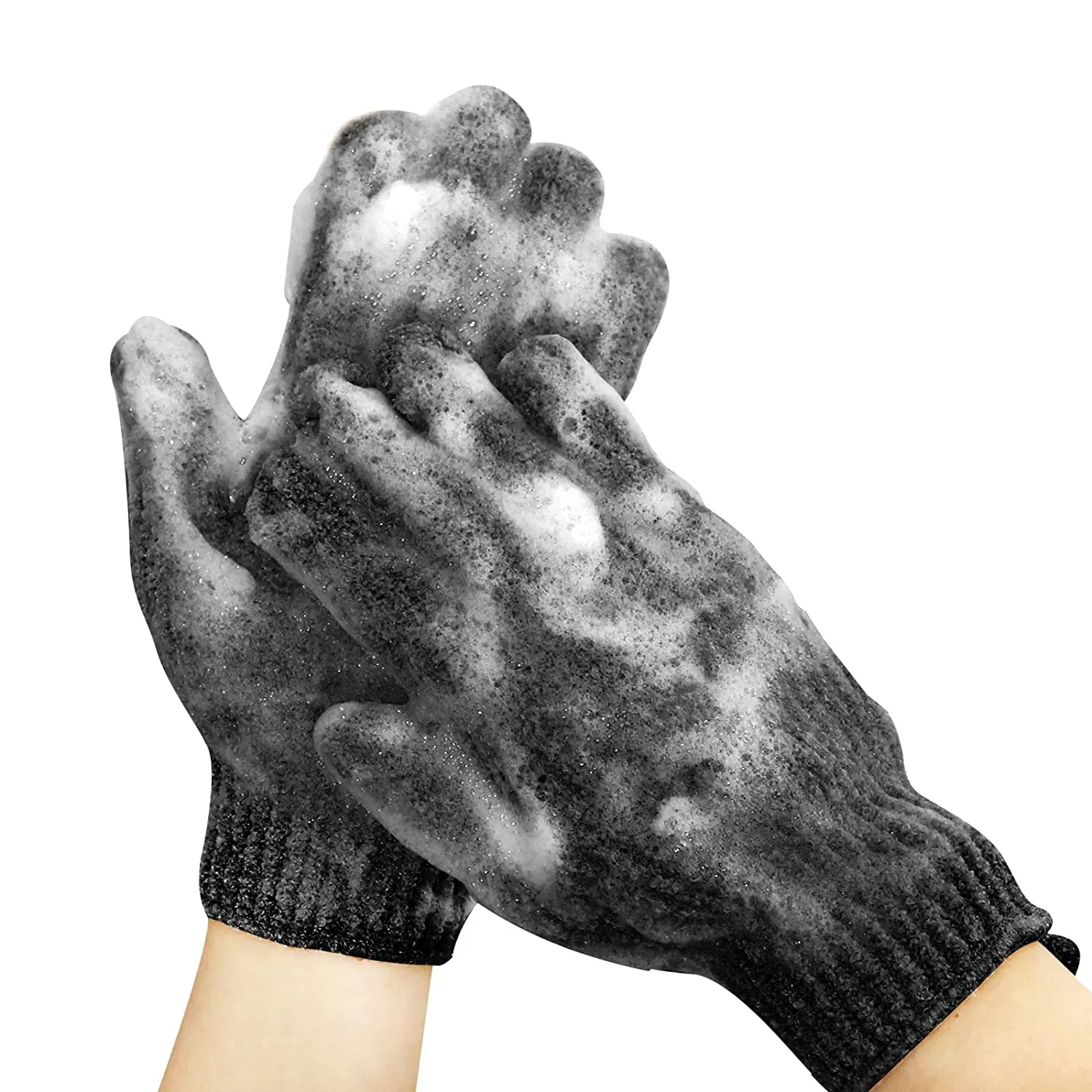 MIG4U Shower Exfoliating Scrub Gloves Medium to Heavy Bathing Gloves Body Wash Dead Skin Removal Deep Cleansing Sponge Loofah for Women and Men 1 Pair Light Green
