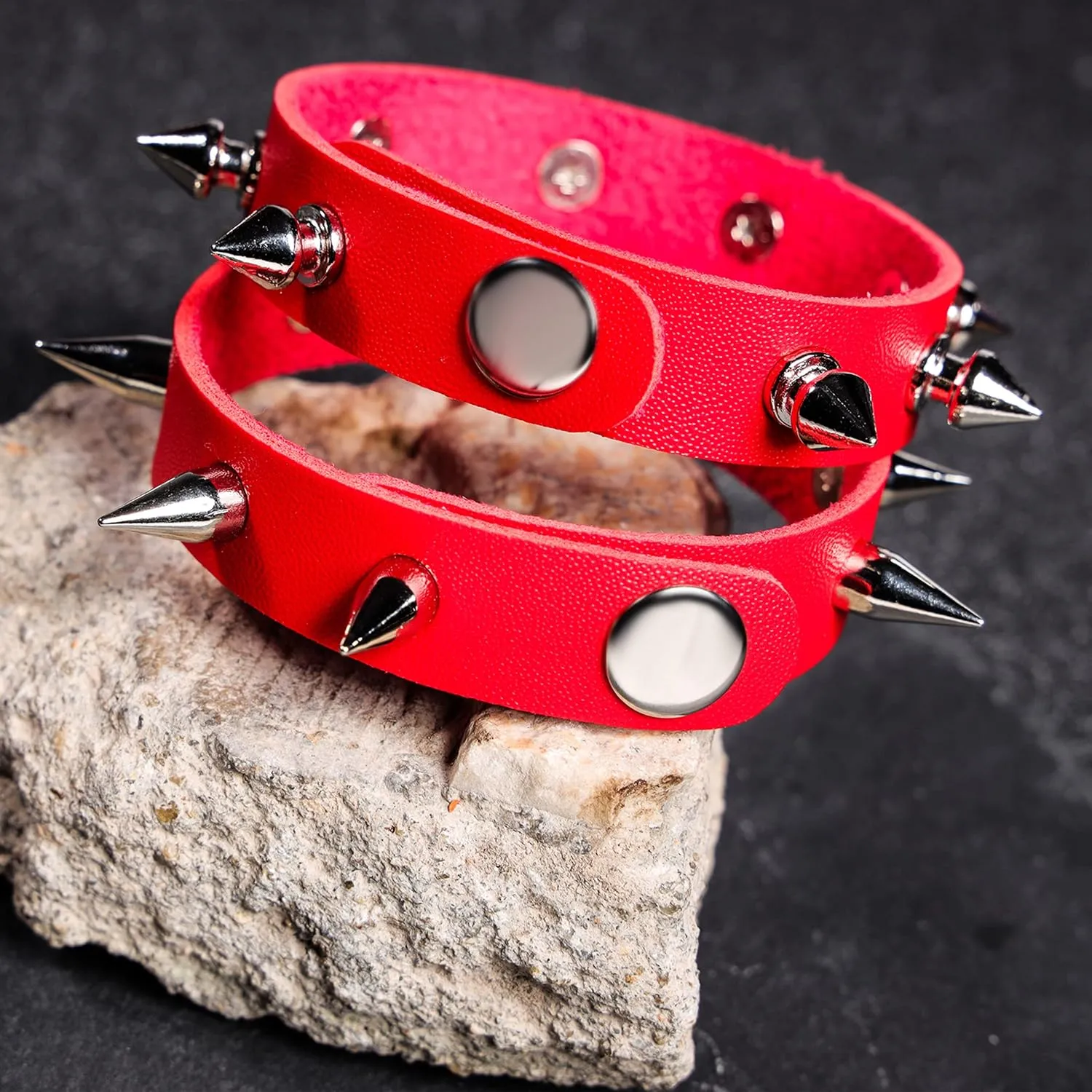 MILAKOO Men Punk Leather Bracelet Spike Cuff Wrap Bracelets Wristband for Women