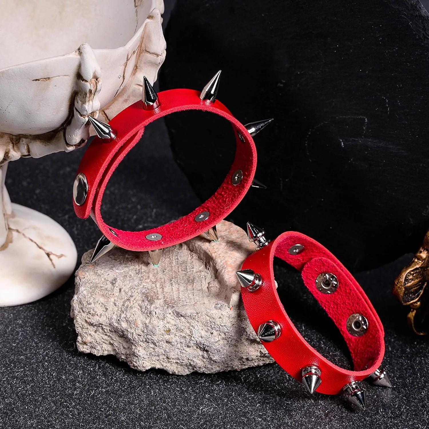MILAKOO Men Punk Leather Bracelet Spike Cuff Wrap Bracelets Wristband for Women