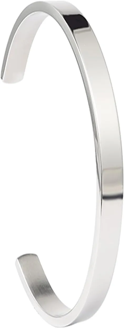 MILAKOO Stainless Steel Open Bangle Bracelet for Women 6mm/8mm Fashion Adjustable Wristband