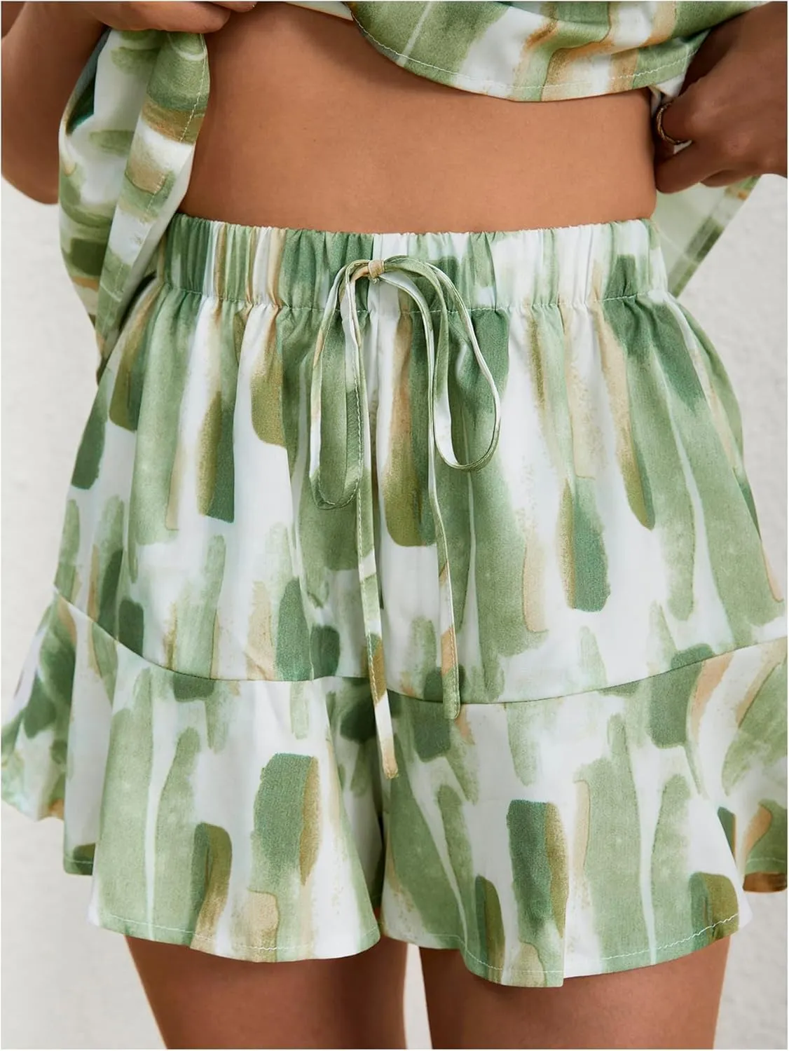 Milumia Women Summer Outfits 2 Piece Knot Back Halter Top and Wide Leg Shorts Sets