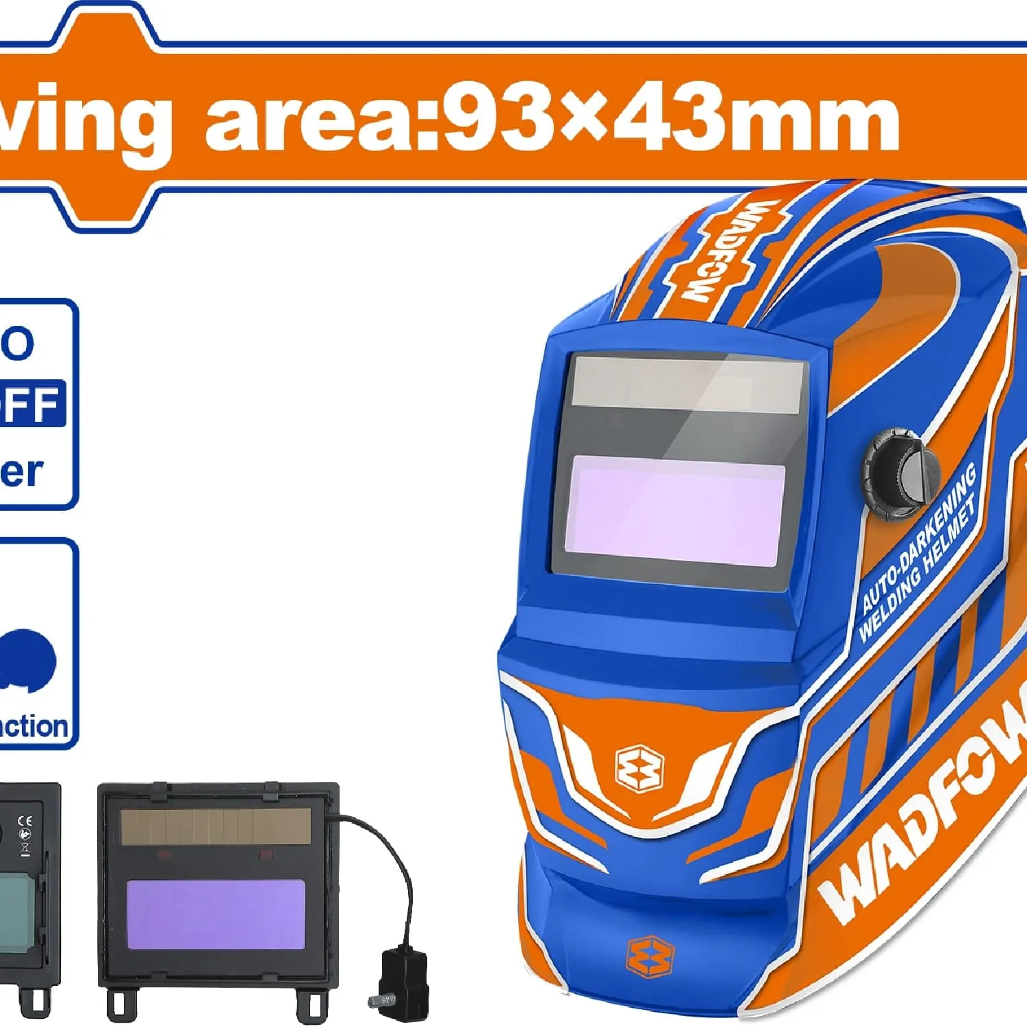 Máscara De Soldar. Area De Visión 93X43mm. Oscurecimiento Automático. UV/IR DIN16. Para Soldadura