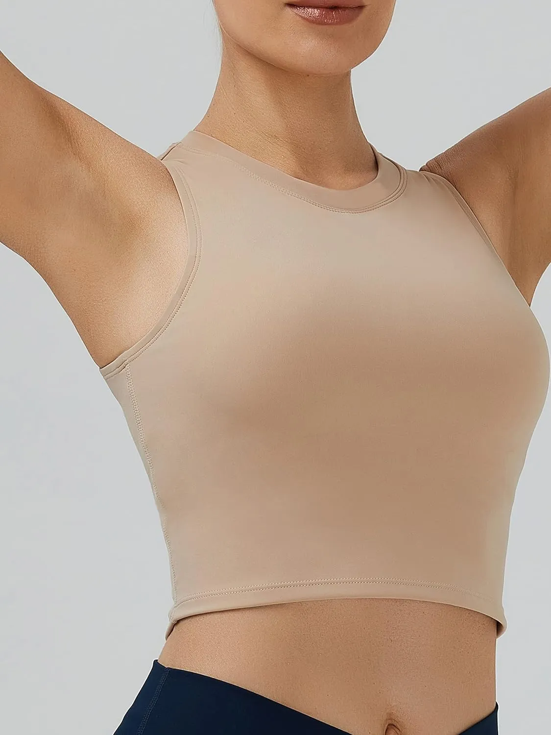 NEOSAN Womens Sport Bras High Neck Removable Padded Yoga Crop Tops Longline Workout Tank Tops