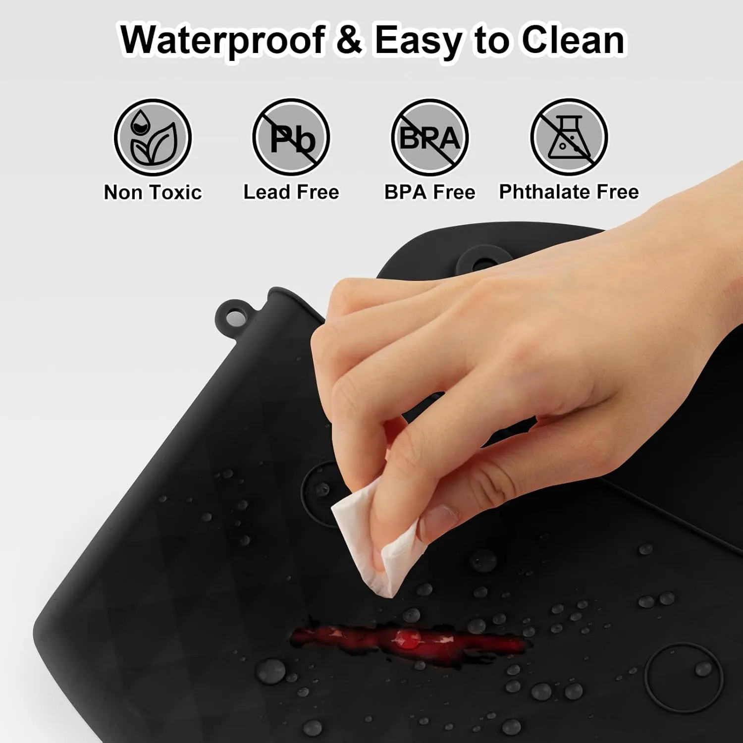 NPET Silicone Travel Makeup Bag with Magnetic Closure, Large Size Makeup Bag Organizer Easy Carry Travel Cosmetic Bag Travel Essentials Soft Silicone Make up Bags for Women Girls Men (Black)