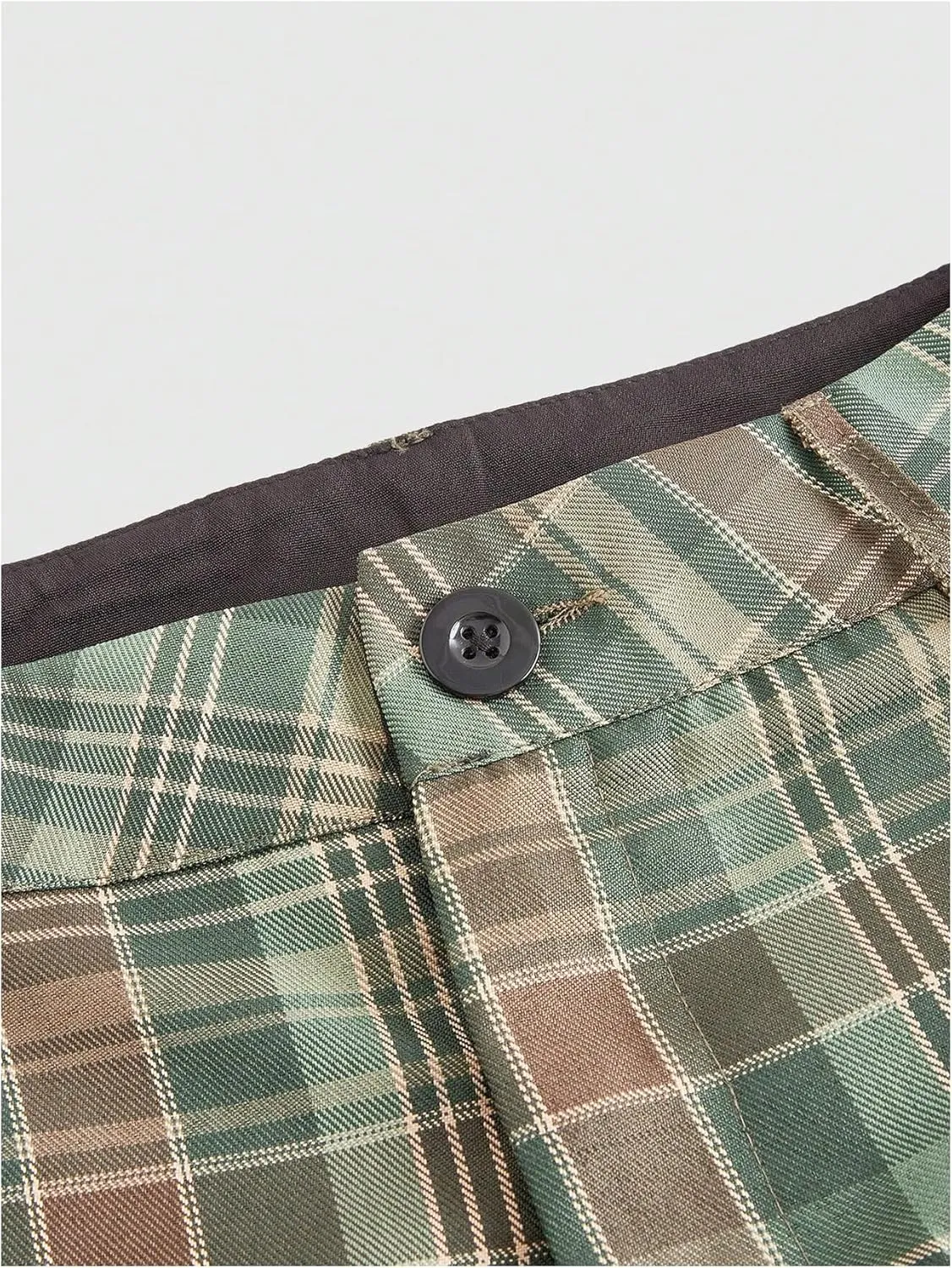 OYOANGLE Women's Plaid Print Wide Leg Long High Waisted Pants Y2K Casual Street Trousers with Pockets