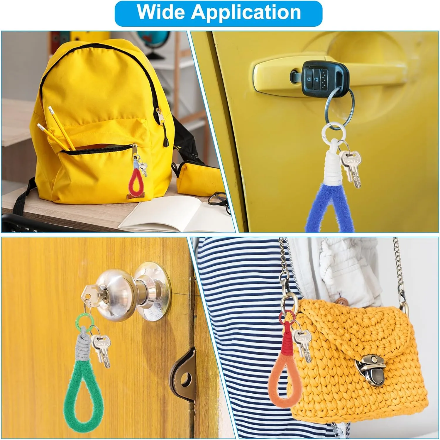 PATIKIL Macrame Keychain Wristlet, Plush Keychain Bracelet Cute Wristlet Keychain Wrist Lanyard Keyring Holder for Women Keys