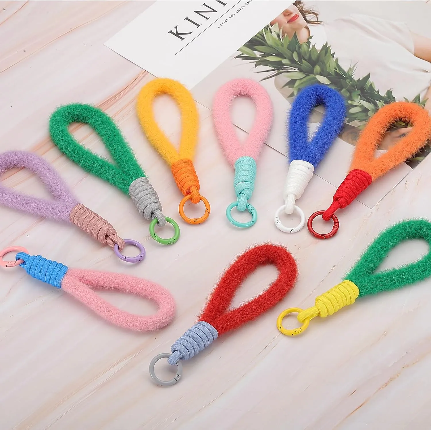 PATIKIL Macrame Keychain Wristlet, Plush Keychain Bracelet Cute Wristlet Keychain Wrist Lanyard Keyring Holder for Women Keys
