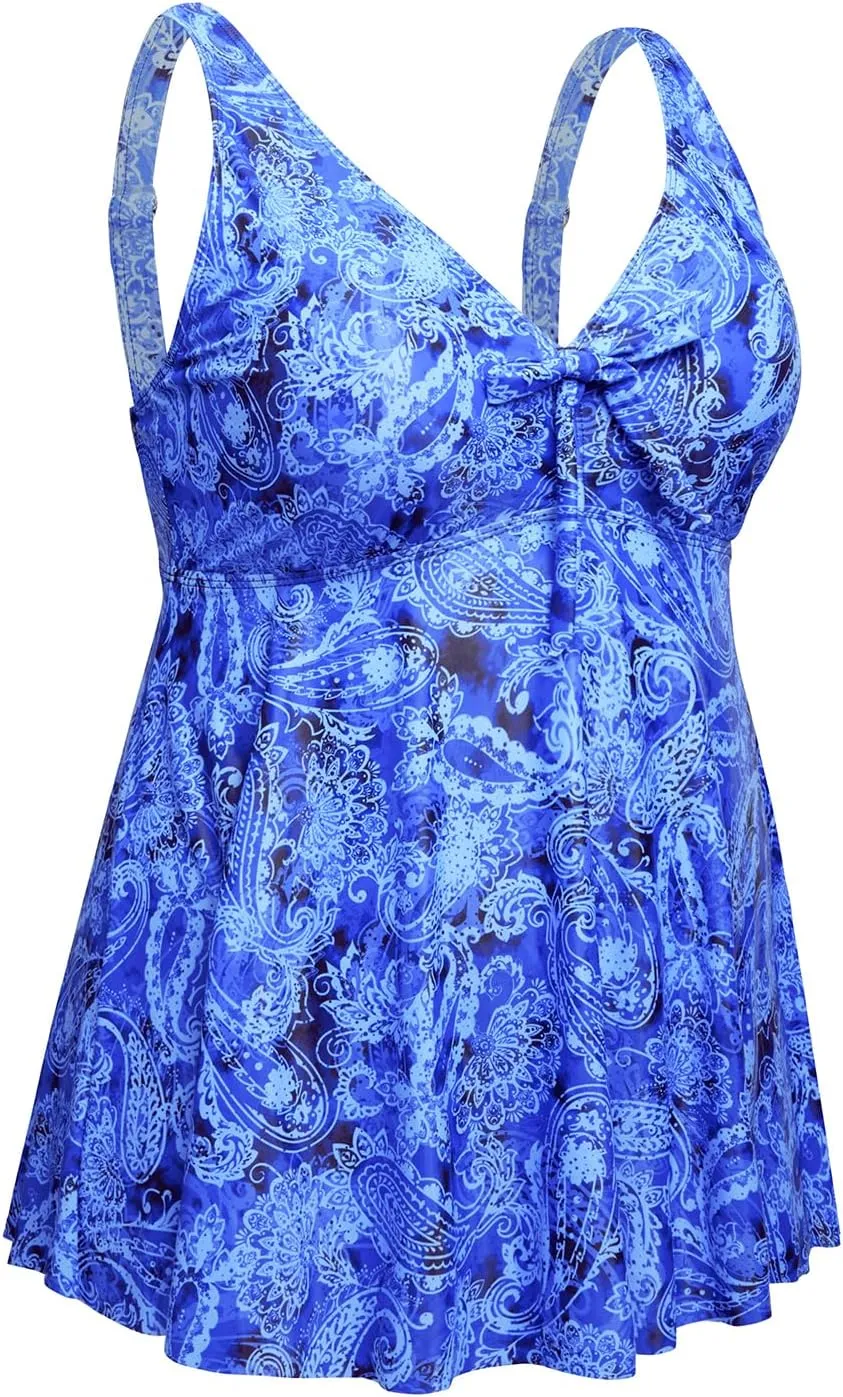 Plus Size Tankini Tops for Women Only - Flowy Bathing Suits Tops Modest Swimsuit No Bottom