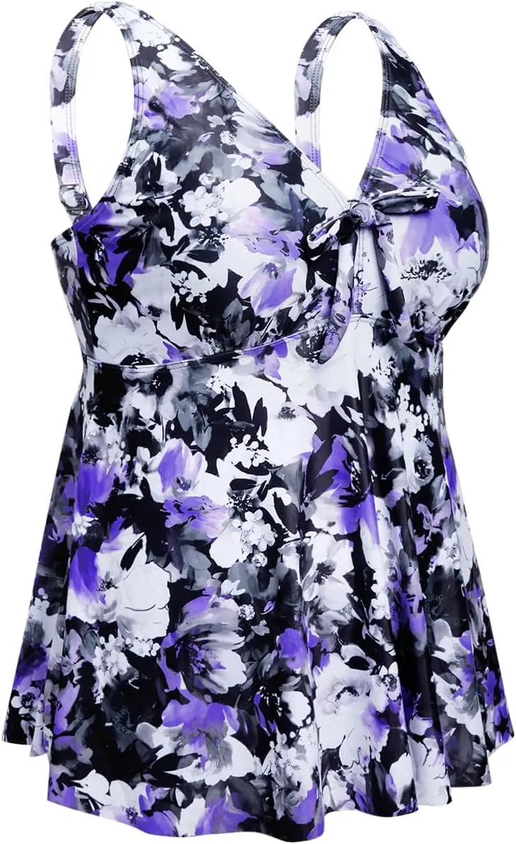Plus Size Tankini Tops for Women Only - Flowy Bathing Suits Tops Modest Swimsuit No Bottom
