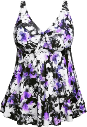 Plus Size Tankini Tops for Women Only - Flowy Bathing Suits Tops Modest Swimsuit No Bottom