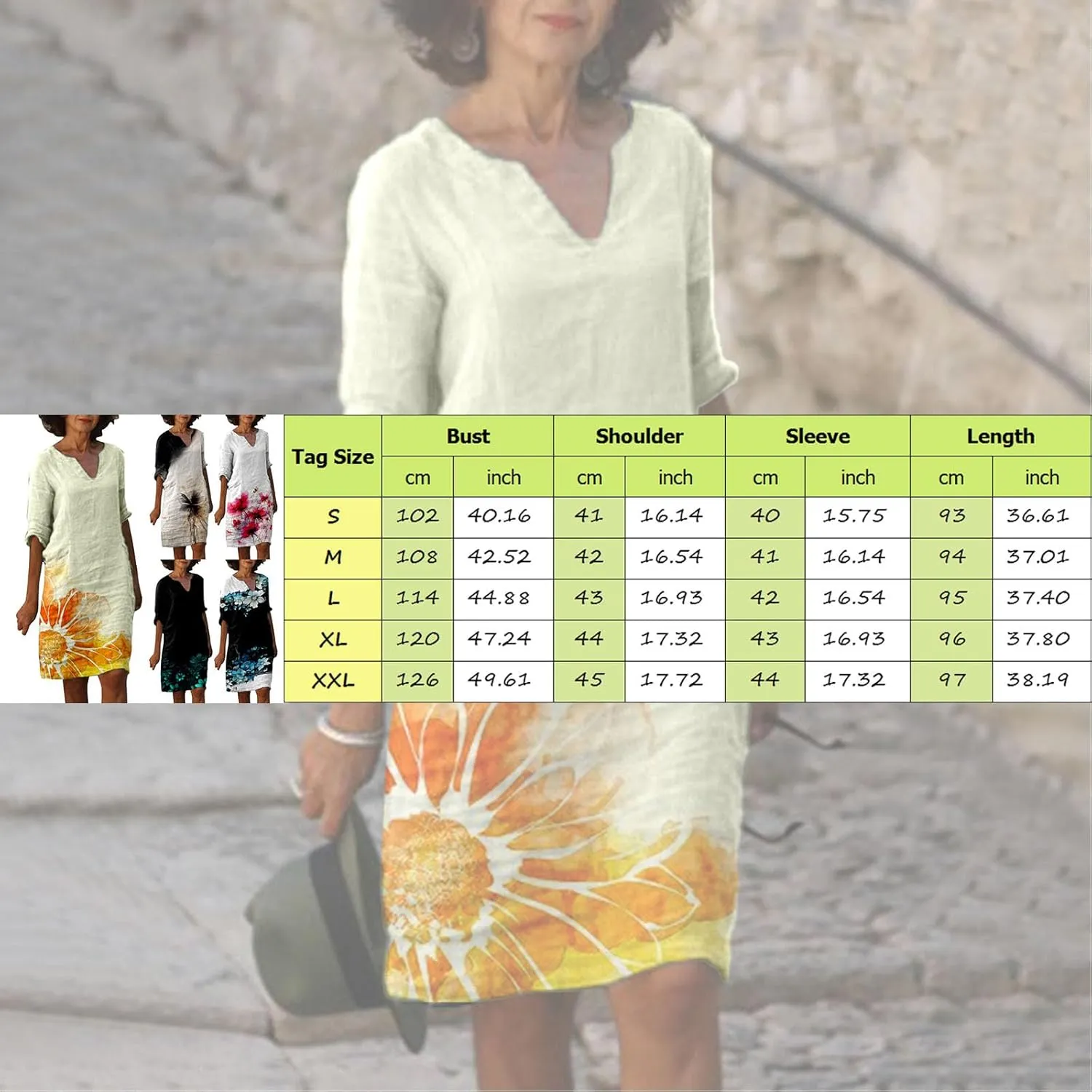 PTOLOCIF Linen Dresses for Women 2025 Trendy Floral Print Boho Midi Dress Half Sleeve V Neck T Shirt Dresses Vacation Outfits
