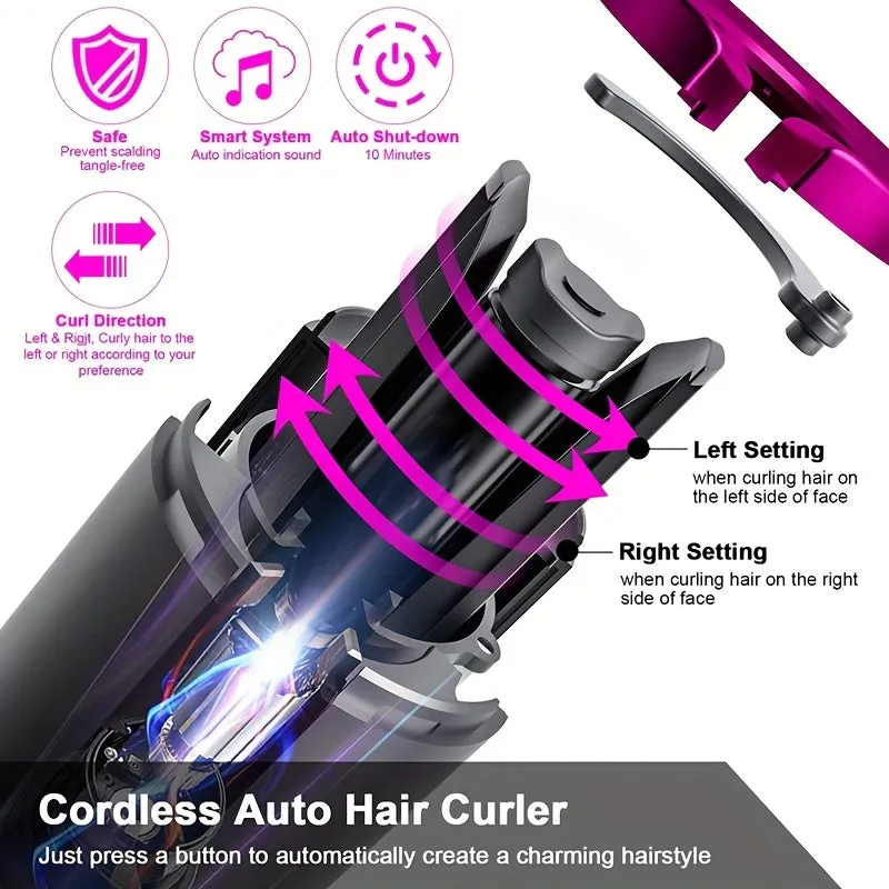 Rechargeable Cordless Automatic Curler, Effortlessly Create Beautiful Curls And Waves