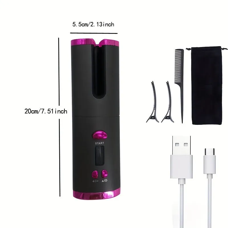 Rechargeable Cordless Automatic Curler, Effortlessly Create Beautiful Curls And Waves