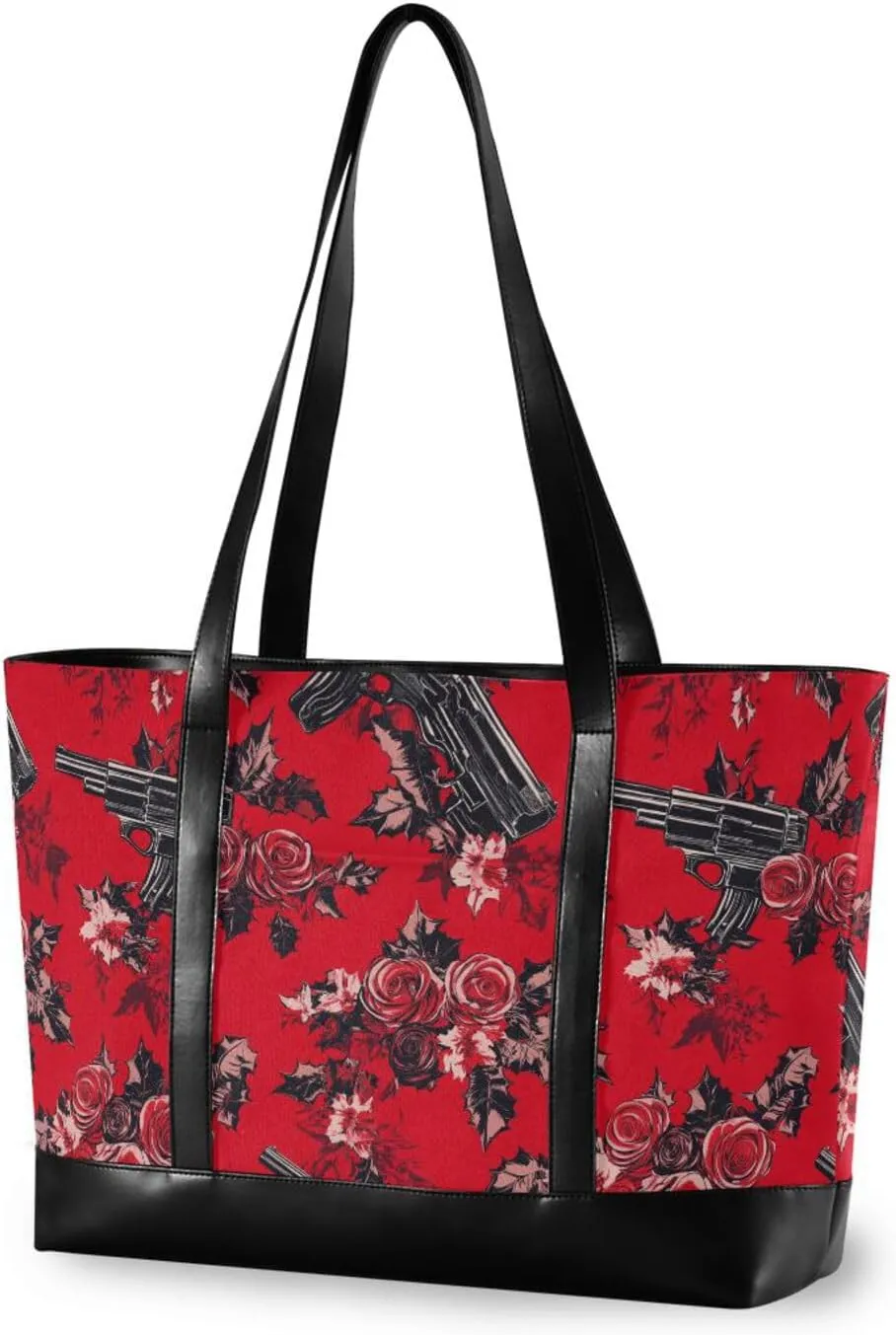 Red Black Metal Rose professional work totes with zipper for office with tablet bolso para laptop mujer
