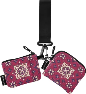 Red Boho Flower Wristlet Keychain Wallets for Women Portable Small Coin Purse