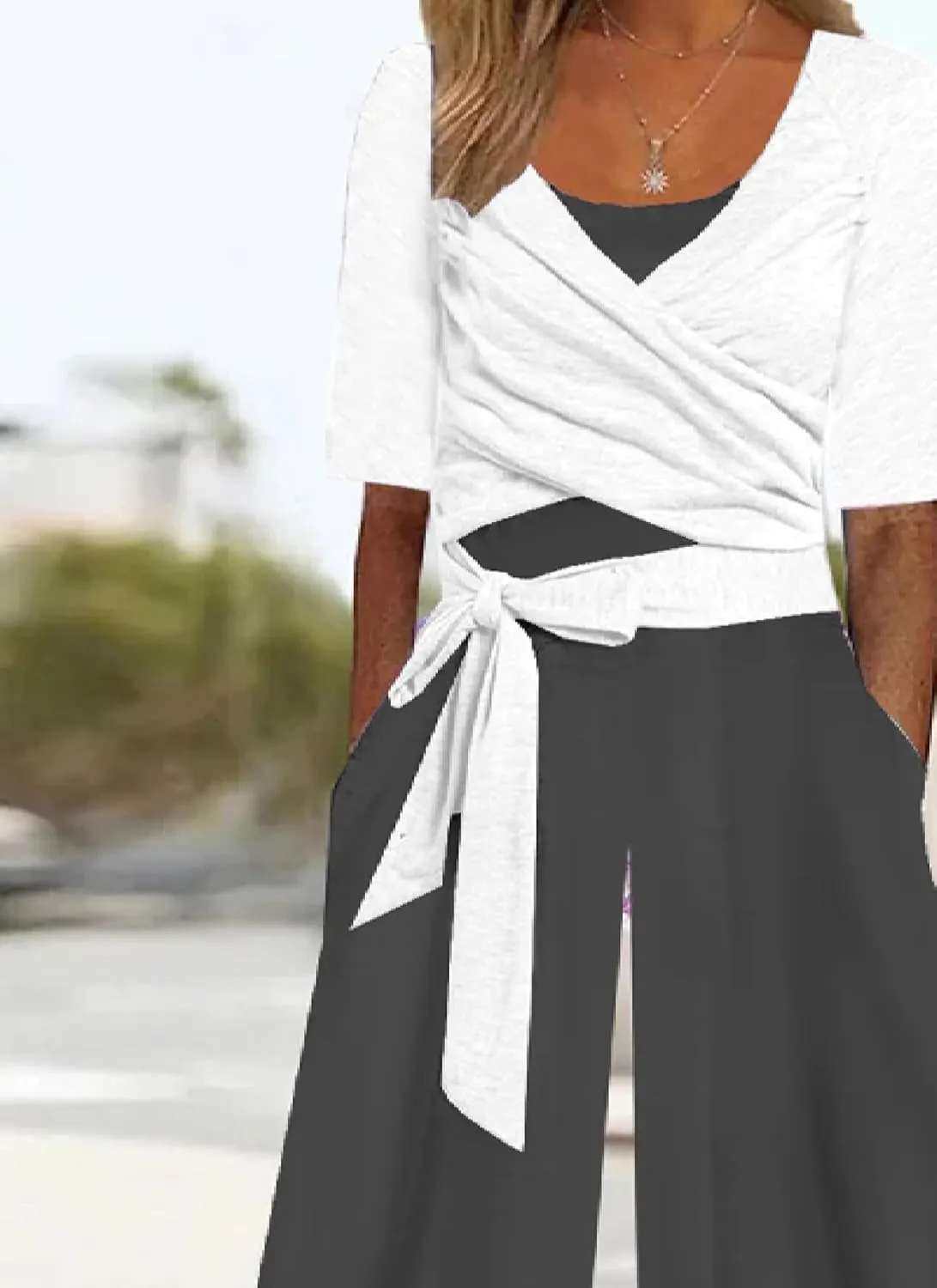 Rompers for Women Summer 2025 Casual Dressy One Piece Short Sleeve Wide Leg Pants Jumpsuit 2 In 1 Beach Vacation Outfits
