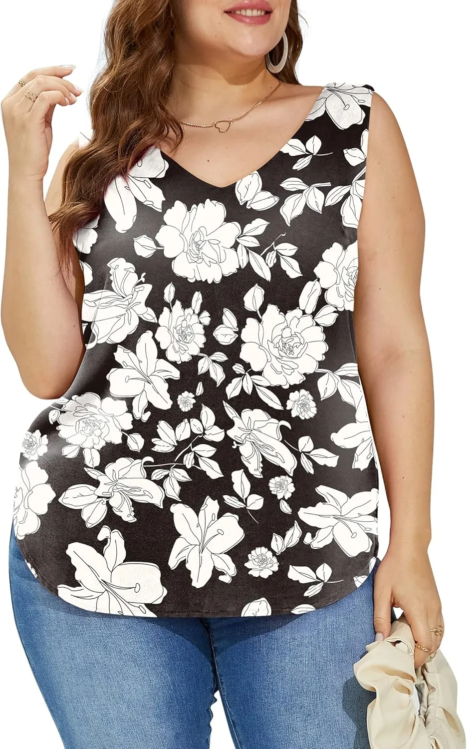 SAMPEEL Womens Tank Tops V Neck Silk Satin Blouses Sleeveless Camisole Tank Top Summer Tops
