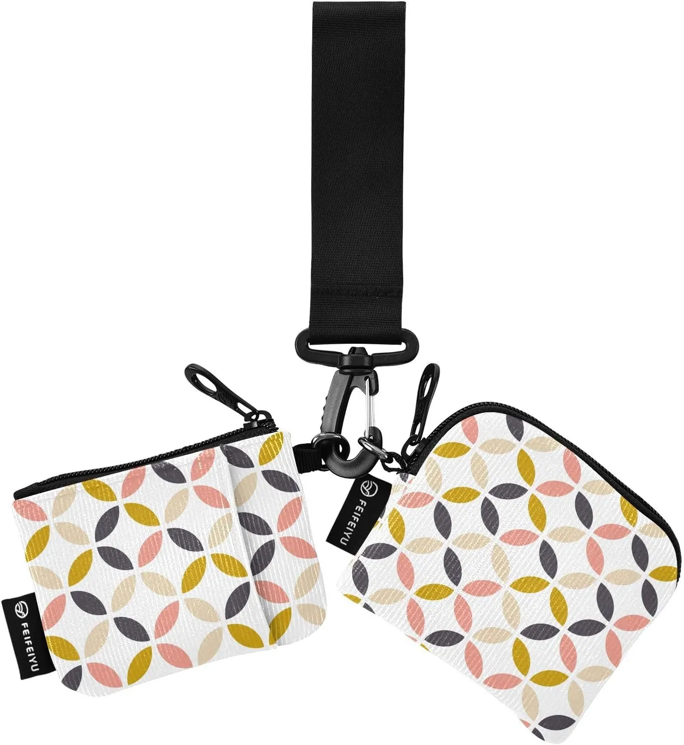 Scandinavian Geometric Style Wristlet Keychain Wallets for Women Portable Small Coin Purse
