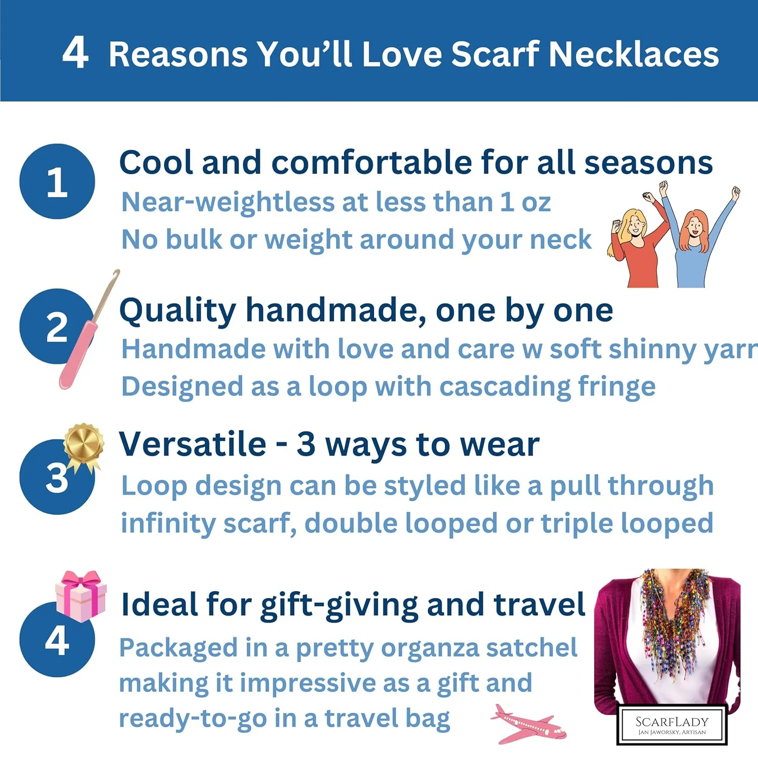 Scarves for Women Lightweight - Denim Scarf Necklaces for Women - Denim Necklaces for Women - Dressy Scarf - Blue Necklaces for Women - Jean Scarf Jewelry - Fringe Scarf - Blue Neck Scarf Wild Rag - Spring Summer Scarf (Blue)