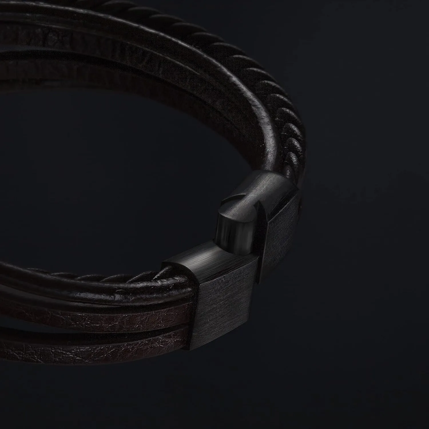 SERASAR | Premium Leather Bracelet [Braid] for Men in Black & Brown | Various Lengths | Magnetic Stainless Steel Clasp | Exclusive Jewellery Box | Great Gift Idea for Men