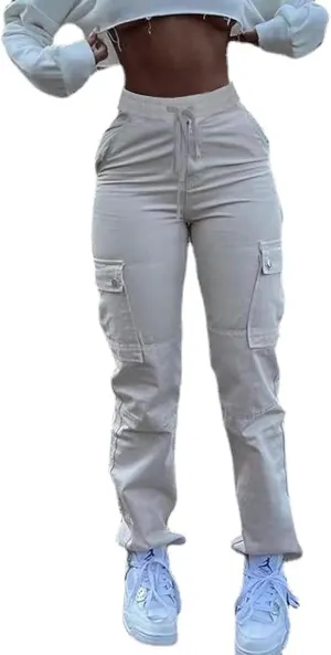 SESERAGI Cargo Pants Women Work High Waisted Streetwear Carpenter Travel Womens Drawstring Hiking Pants