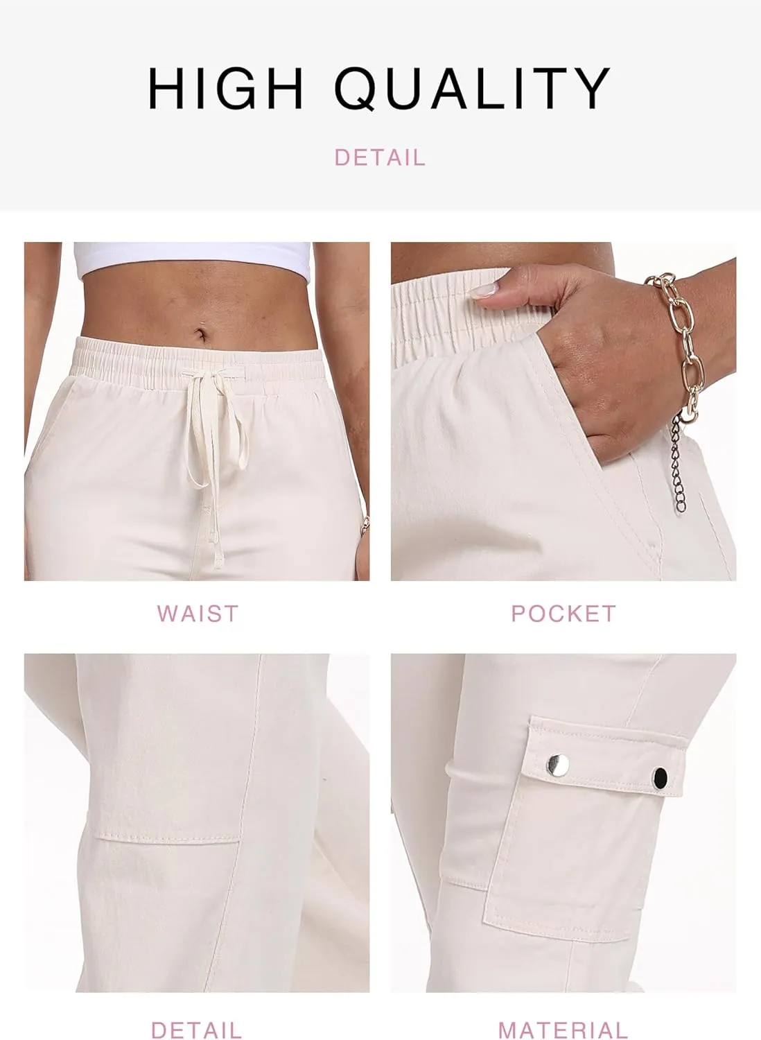 SESERAGI Cargo Pants Women Work High Waisted Streetwear Carpenter Travel Womens Drawstring Hiking Pants