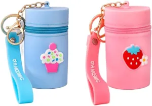 Silicone Coin Purse Cute Mini Change Pouch Headphone Storage Bag with Keychain Portable Coin Wallet Lipstick Case Bucket Bag