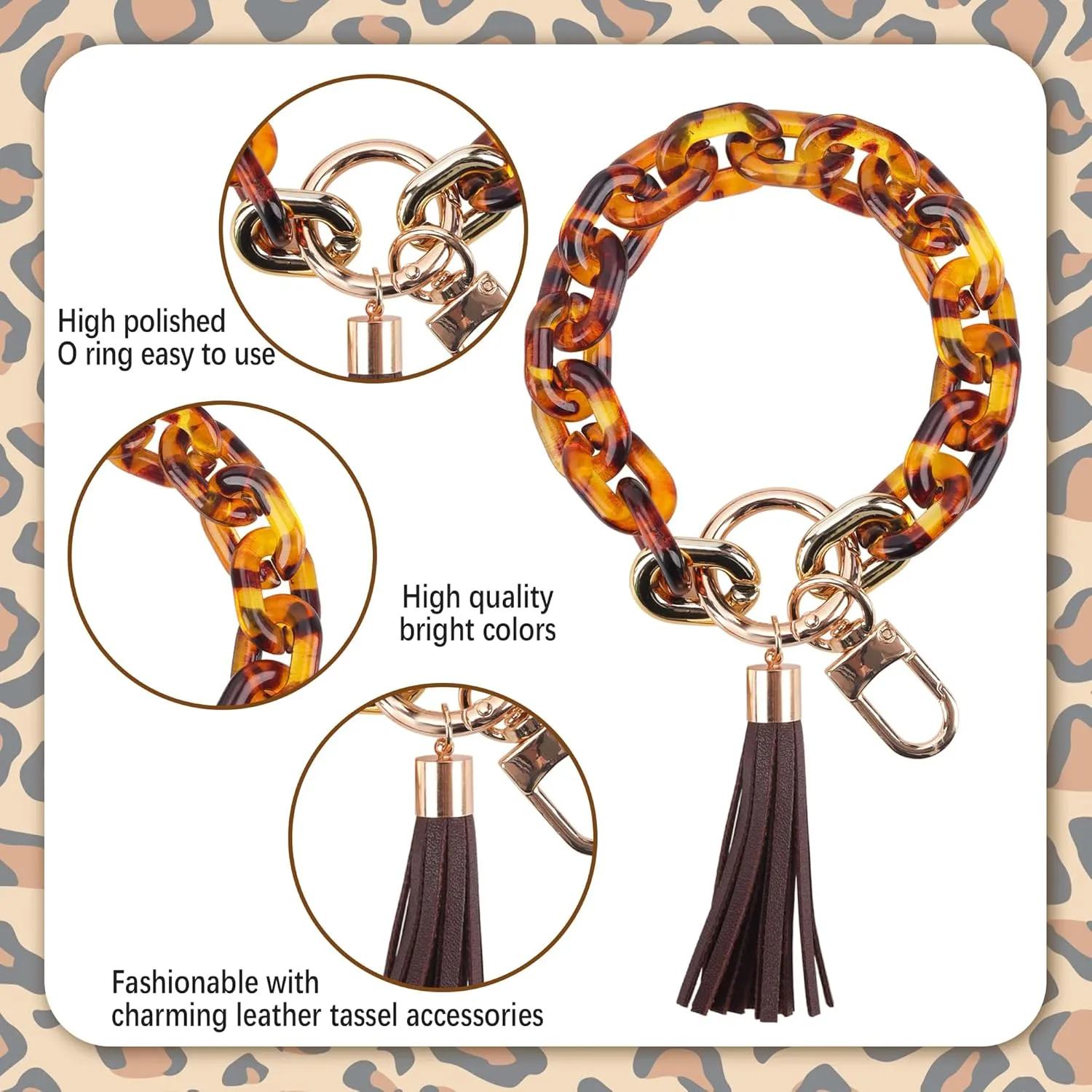 Silicone Key Ring Bracelets Wristlet Keychain Car Beaded Key Ring Bangle Chains for Women