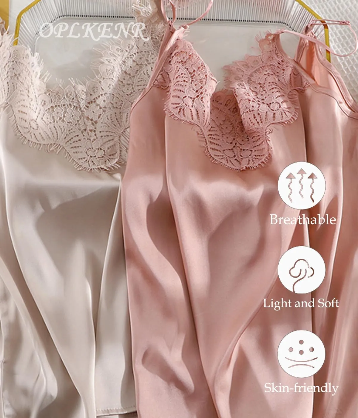 Silk Camisole Tops for Women, Sexy V-Neck Silk Satin Tank Tops Lace Trimmed Camisole