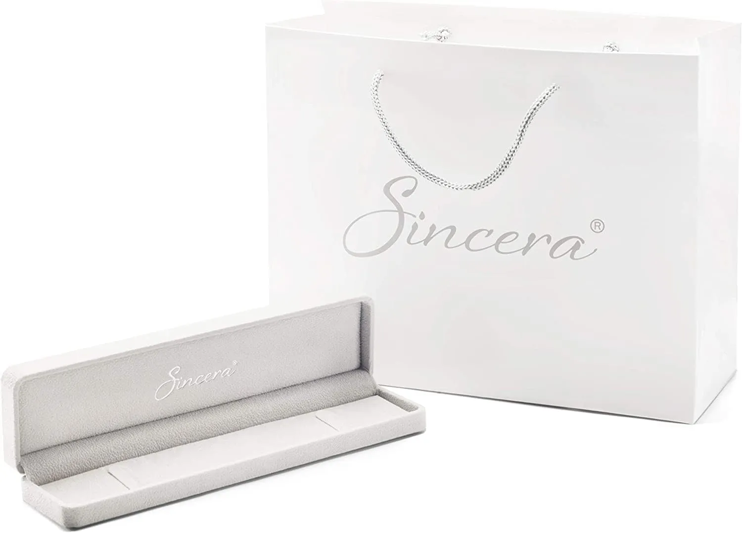 Sincera Gift Box with paper bag for pendants necklaces bracelets watches velvet with logo (Long Velvet)