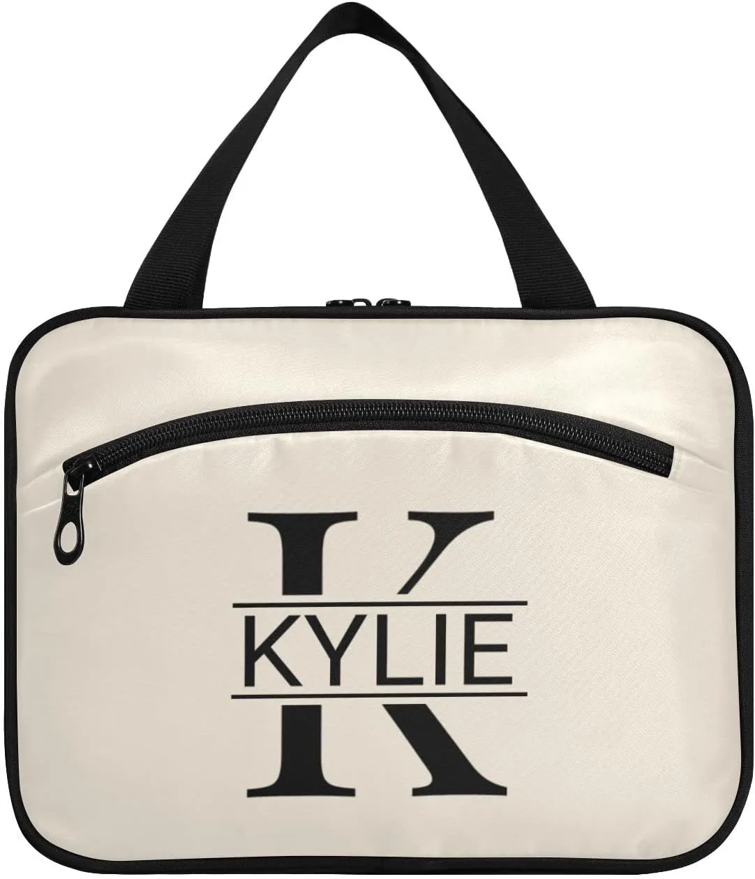 Sinestour Light Beige Personalized Toiletry Bag for Women Men Travel Makeup Bag Organizer with Hanging Hook Cosmetic Bags Hanging Toiletry Bag Travel Bag for Toiletries Brushes Gifts Bottle