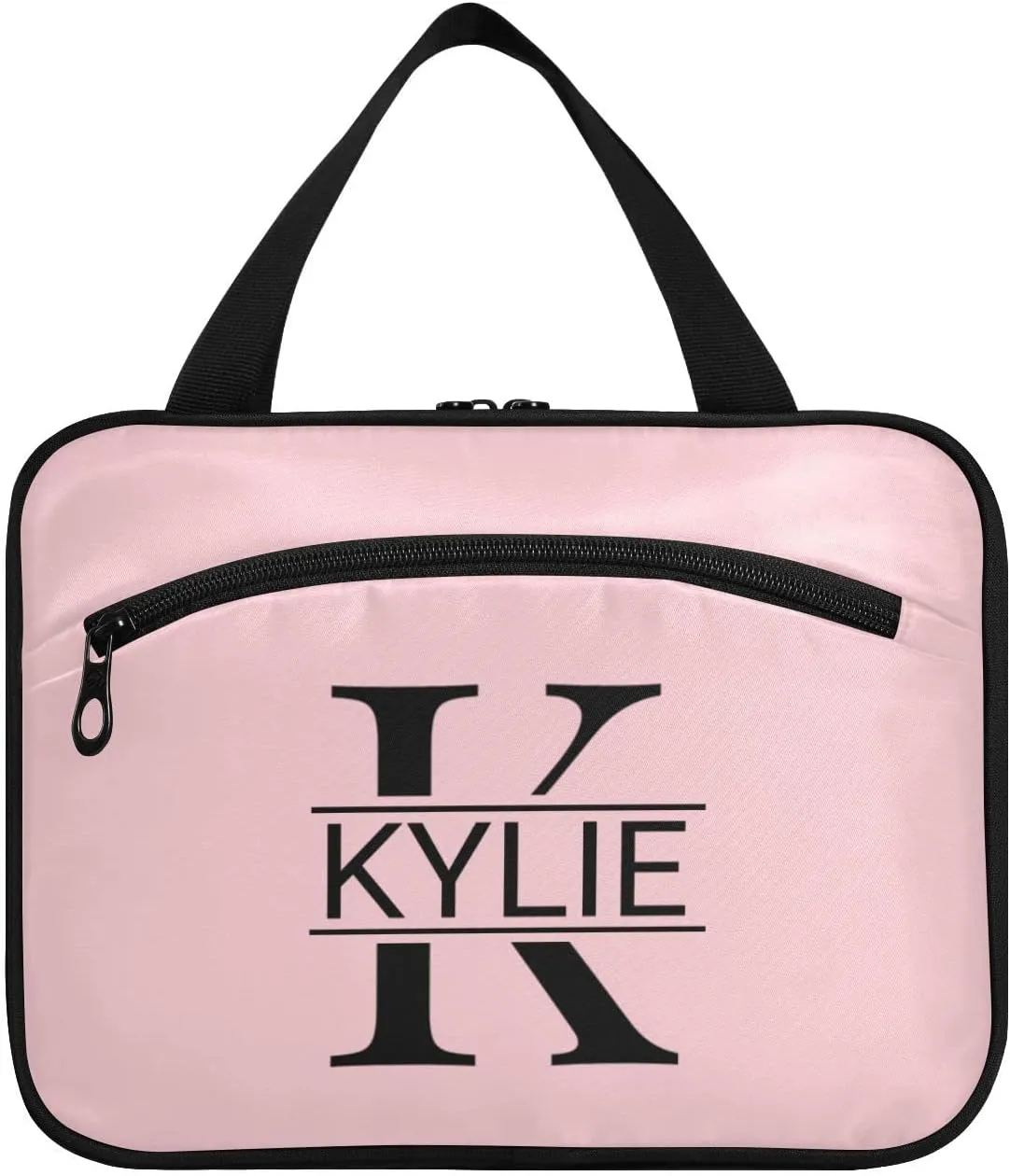Sinestour Light Pink Personalized Toiletry Bag for Women Men Travel Makeup Bag Organizer with Hanging Hook Cosmetic Bags Hanging Toiletry Bag Travel Bag for Toiletries Shampoo Bottle Gifts