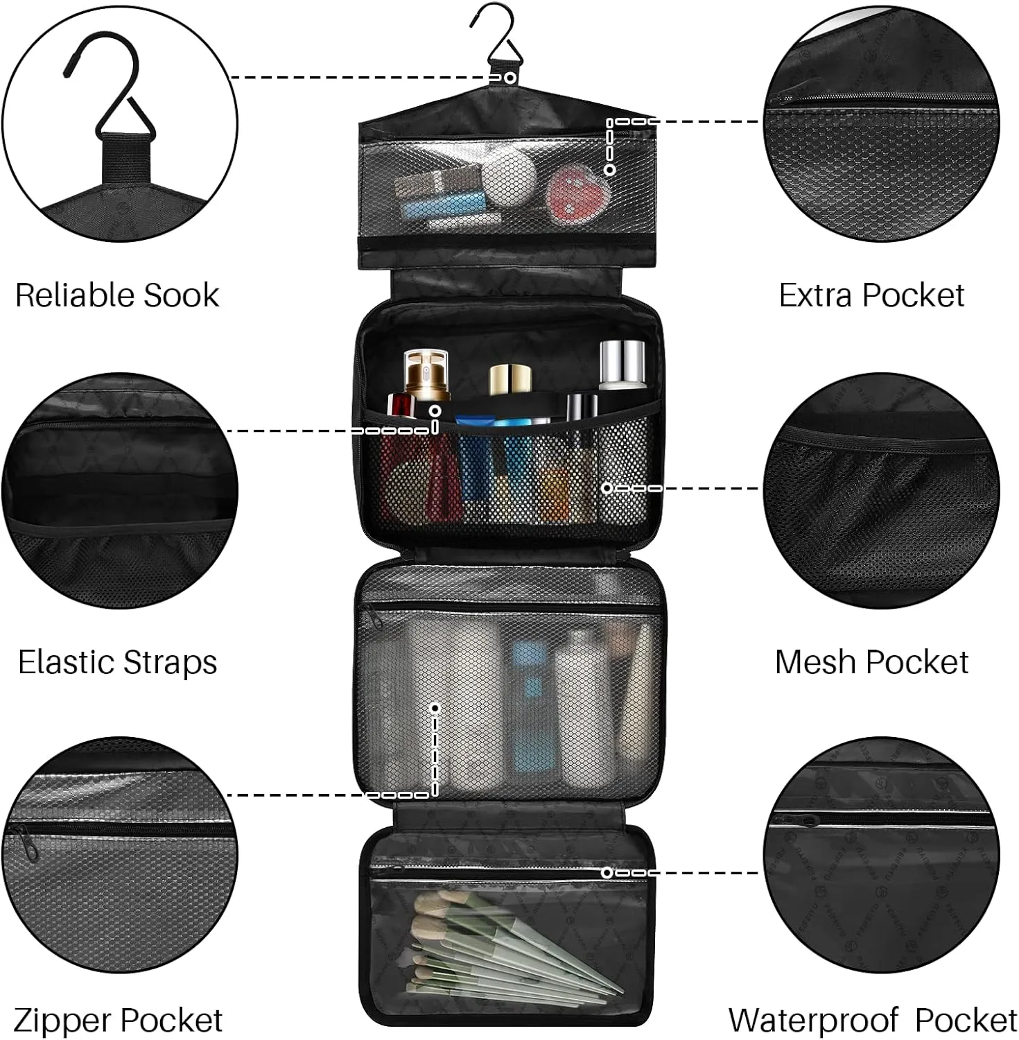 Sinestour Pink Gradient Personalized Toiletry Bag for Women Men Travel Makeup Bag Organizer with Hanging Hook Cosmetic Bags Hanging Toiletry Bag Travel Bag for Toiletries Gifts Accessories Shampoo