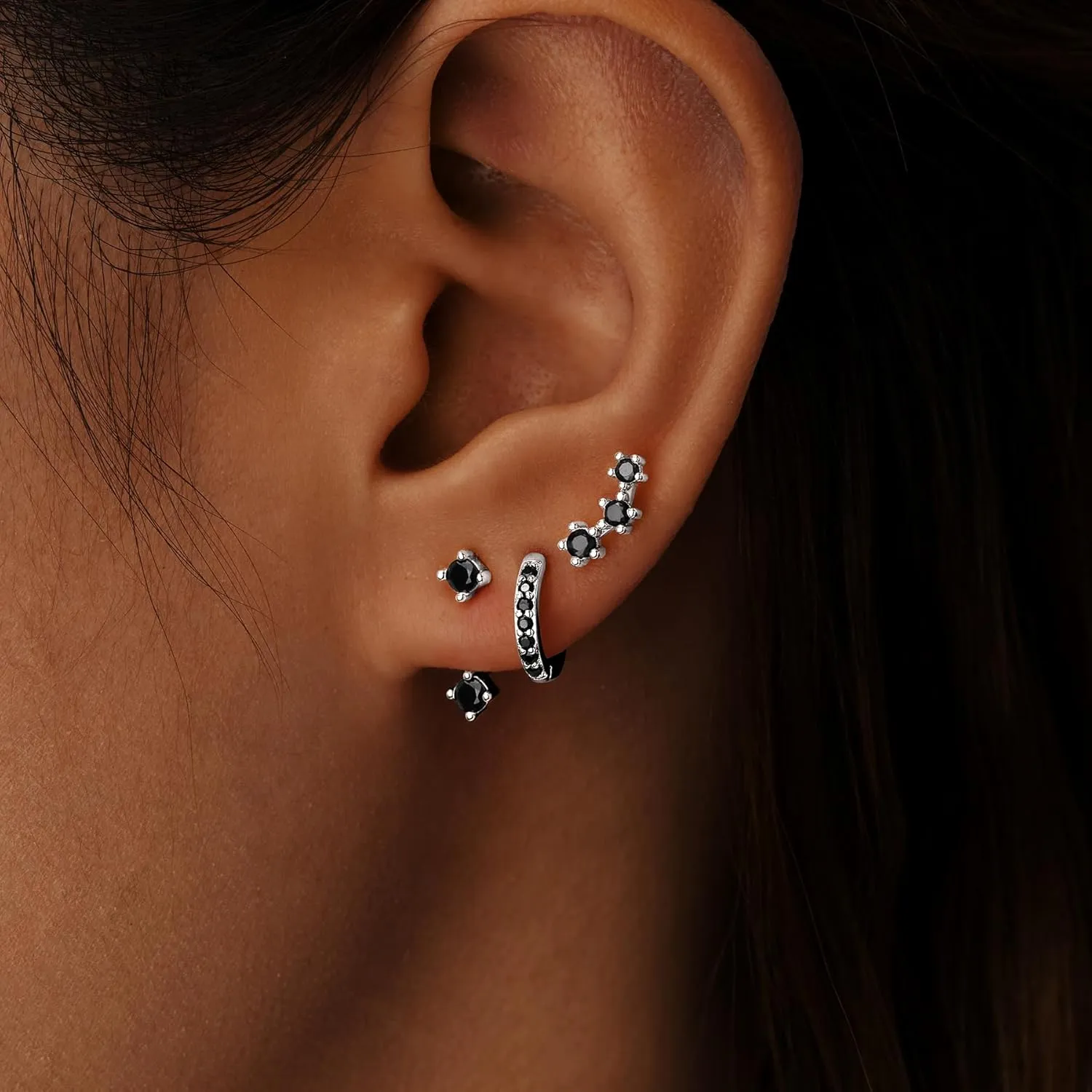 Small Sterling Silver Huggie Hoop Earrings Set for Women, 14K Gold Plated Cartilage Earings for Multiple Piercing Hypoallergenic Trendy Jewelry, Dainty Tiny Mini Stack Cubic Zircon Earring Gift