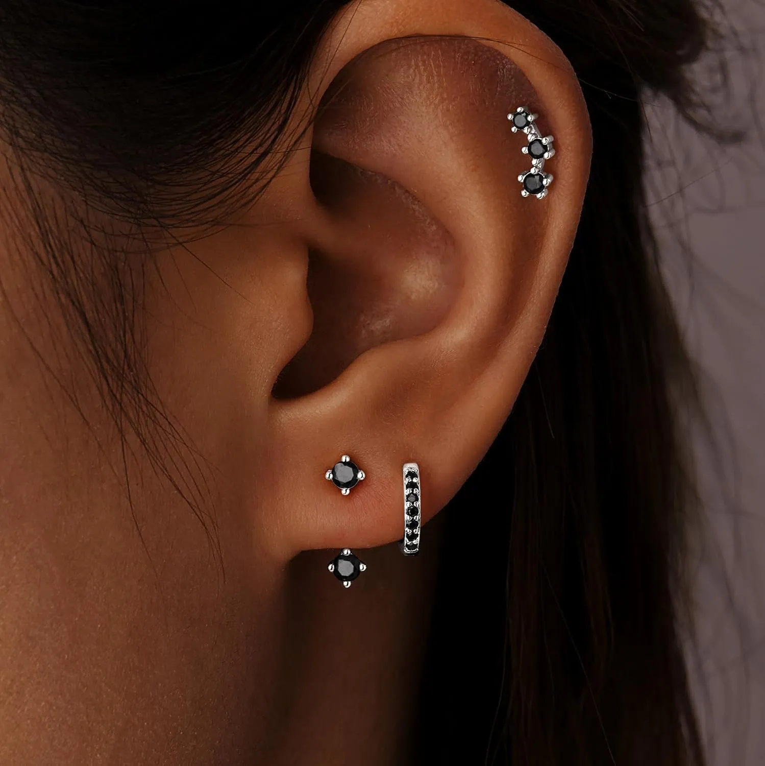 Small Sterling Silver Huggie Hoop Earrings Set for Women, 14K Gold Plated Cartilage Earings for Multiple Piercing Hypoallergenic Trendy Jewelry, Dainty Tiny Mini Stack Cubic Zircon Earring Gift